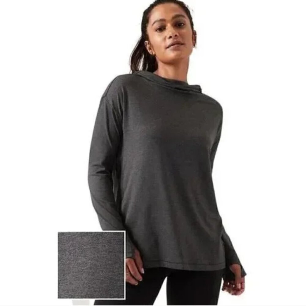 Athleta | 2023 Oversized Uptempo Elevate Hoodie Sweatshirt Long Sleeve Tee | XXS